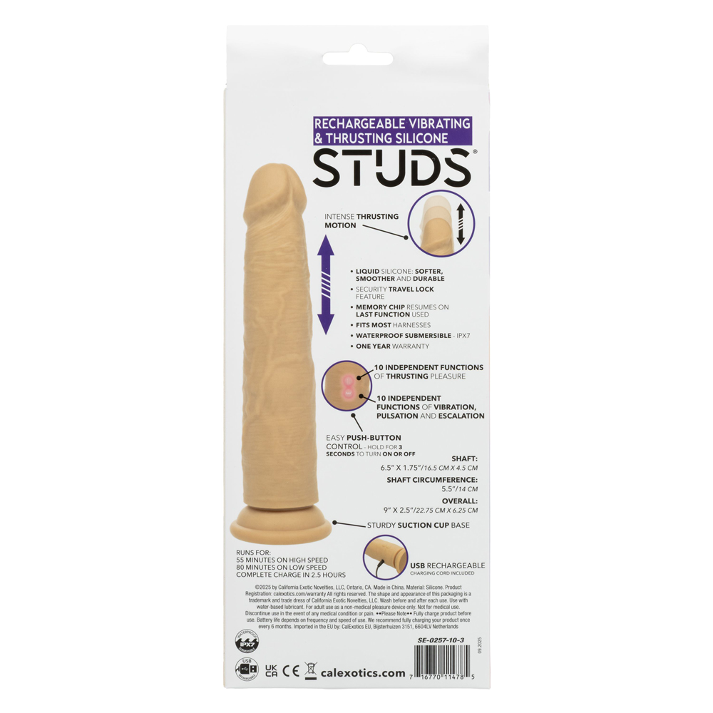 Hw3EiyuZ Rechargeable Vibrating and Thrusting Silicone Studs - Ivory - Image 1