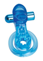 Bodywand Rechargeable Duo Ring With Clit Tickler - Blue - Image 3