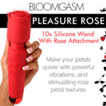 Pleasure Rose 10x Silicone Wand With Rose Attachment - Red - Image 5