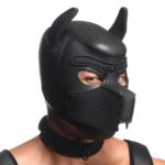 Full Pup Arsenal Set Neoprene Puppy Hood, Chest Harness, Collar With Leash and Arm Band - Black - Image 4