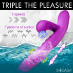 Thrust Wave Thrusting and Sucking Rabbit Vibrator - Purple - Image 4