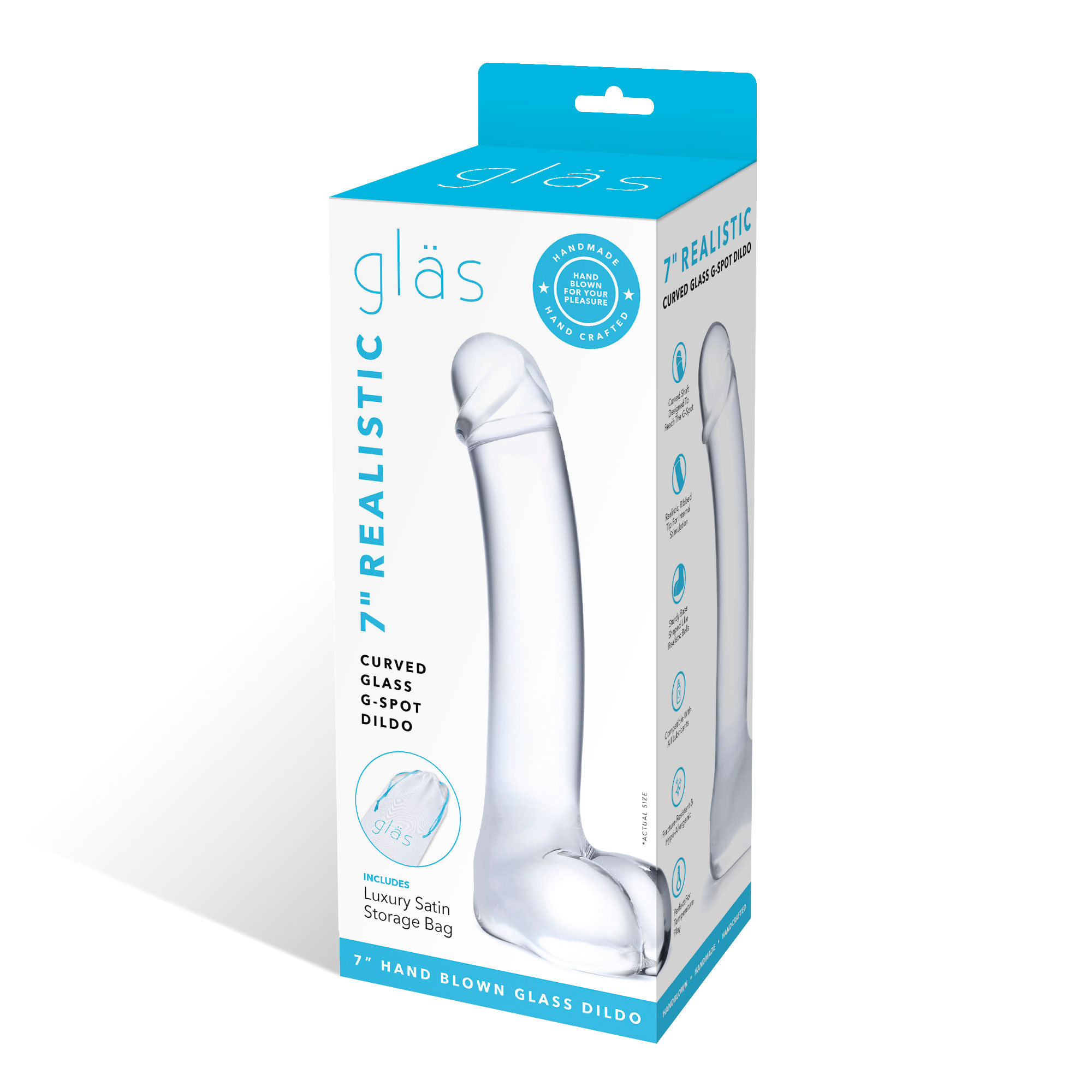 KBQfymqkBfPZrIWklxV1jyeEbafDszkF 7 Inch Realistic Curved Glass G-Spot Dildo - Clear - Image 1