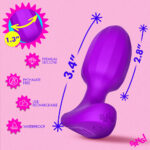 Ribbed Vibrating Silicone Butt Plug - Purple - Image 3