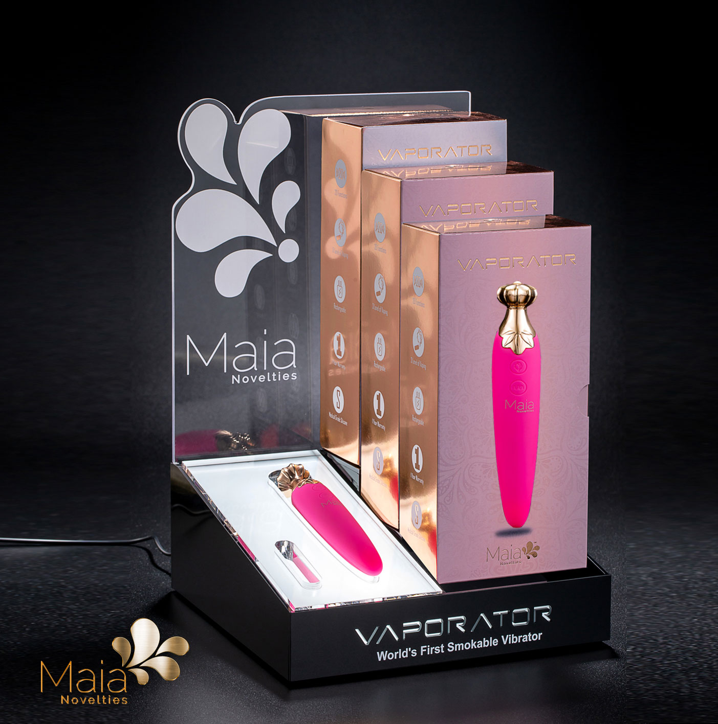 Khsc25ZIVk5Gso5jQvhgsrb8sZpmacpo Vaporator Display Stand With 3 Vaporators Plus a Tester - Image 1