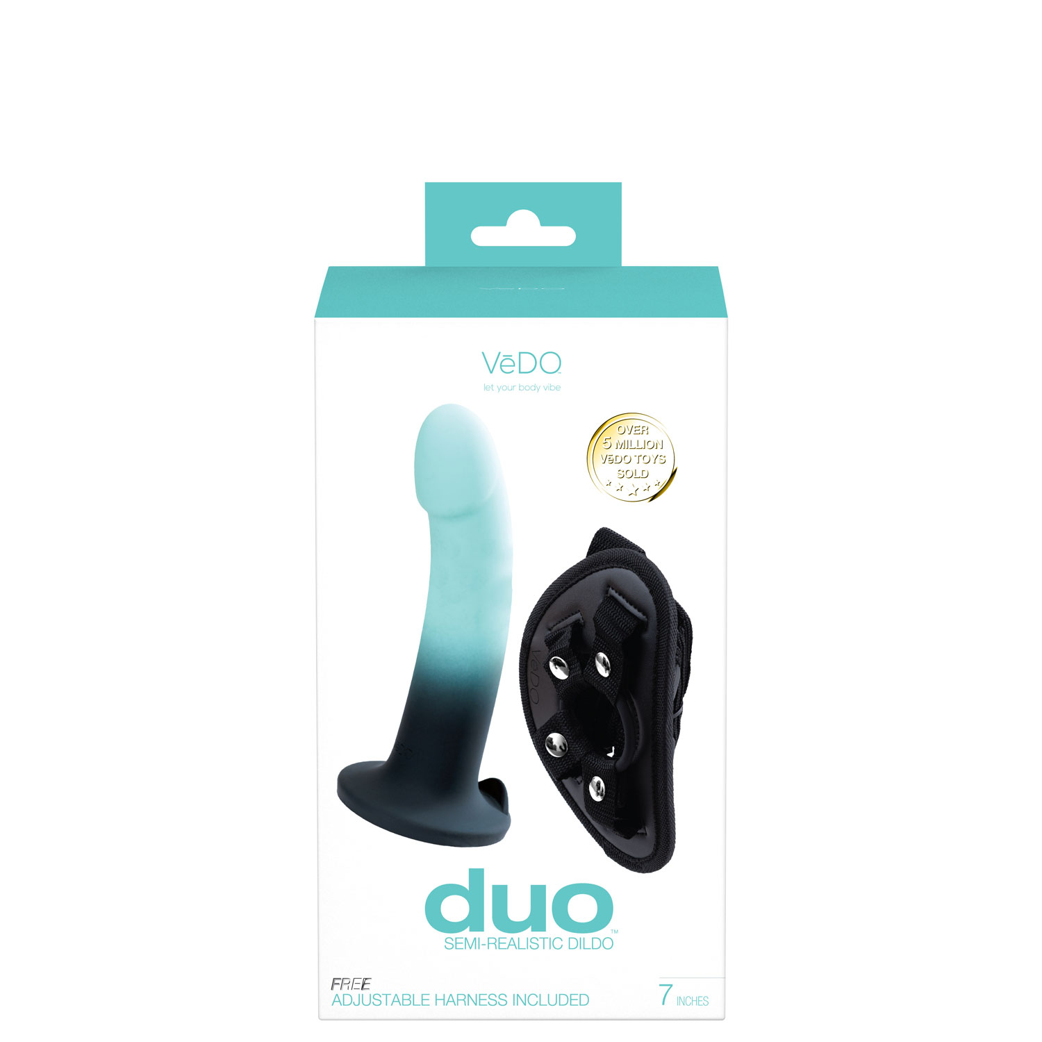 Lpk7vcyCYG82djLpzshDbAbUNEMpqIiA Duo Semi-Realistic Dildo With Harness - Turquoise/black - Image 1