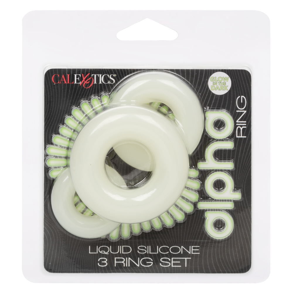 Mb1Ik2ANBGEZ2eww3jTvxBQFVmgvEFRi Alpha Glow-in-the-Dark Liquid Silicone 3 Ring Set - White - Image 1