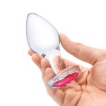 3 Pc Heart Jewel Glass Anal Training Kit - Clear/pink - Image 4