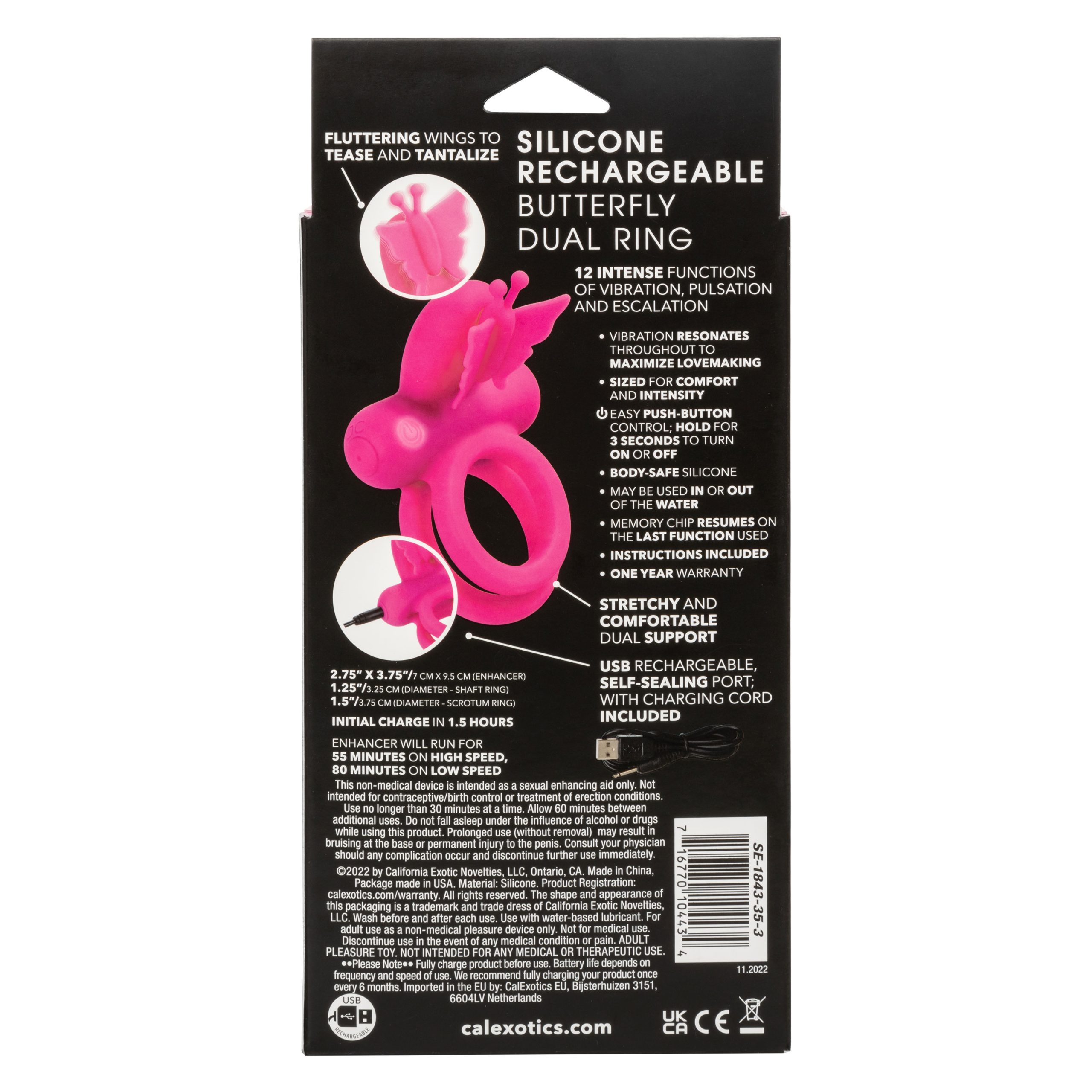 N8QzZNGwLPNPptLOS3FRRvUgqxjHLXv1 Silicone Rechargeable Dual Butterfly Ring - Pink - Image 1