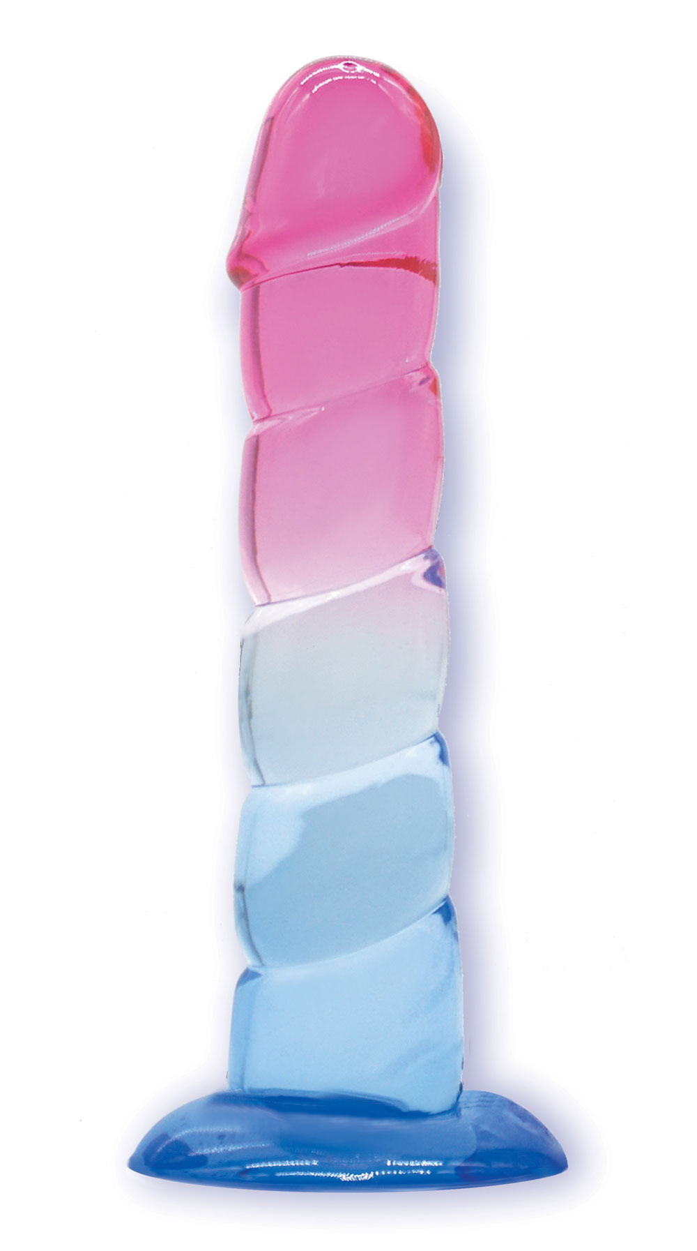Nmz6EAhdD3rBJa0SAly13HrE06QNy0Ym Shades, 7.5" Swirl Jelly Tpr Gradient Dong - Pink and Blue - Image 1