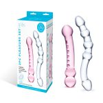 2 Pc Double Pleasure Glass Dildo Set - Pink/clear - Image 6