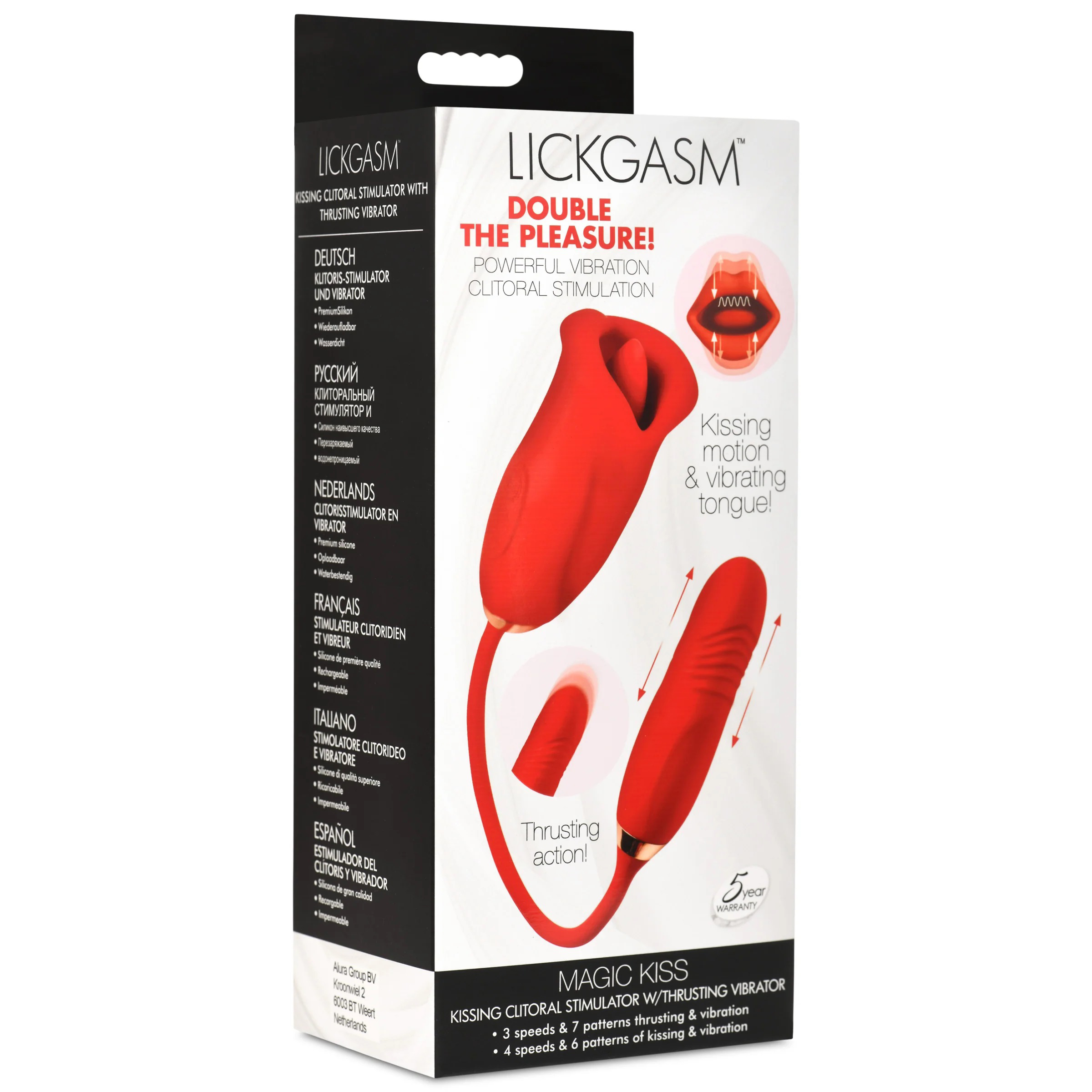 OHNfPpwPl4J3stecgLL4oKJ1rR890M9J Magic Kiss Kissing Clitoral Stimulator With Thrusting Vibrator - Red - Image 1