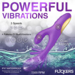 Tri-Flick Flicking Silicone Rabbit Vibrator - Purple - Image 6