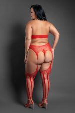 Stripped Down Teddy Bodystocking - Queen - Red - Image 3
