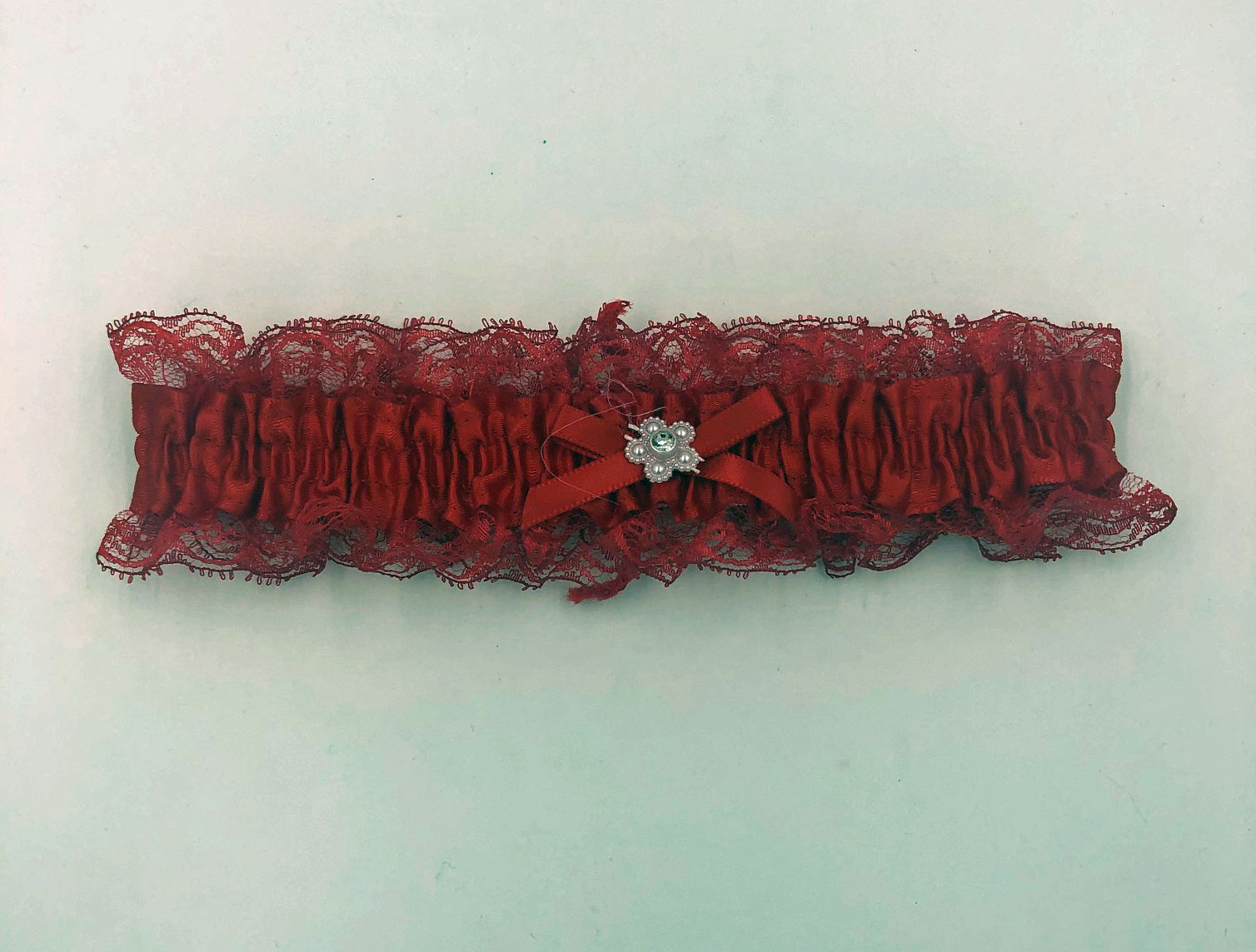 PIR8vet3dyVALSOwEU1hmQCKN2aViWN8 Satin Leg Garter - One Size - Red With Red Lace - Image 1