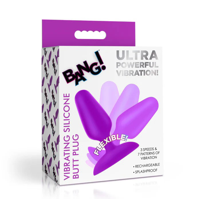 PSwAOiqv Flexible Vibrating Silicone Butt Plug - Purple - Image 1