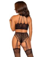 Stay Awhile Crop Top and Crotchless Panty Set - One Size - Black - Image 4