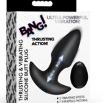 Thrusting and Vibrating Silicone Butt Plug Black