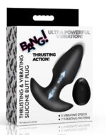 Thrusting and Vibrating Silicone Butt Plug Black