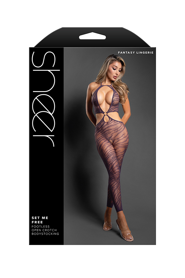 QBJNGqPk Set Me Free Footless Open Crotch Bodystocking - Os - Dark Purple - Image 1