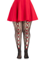 Plus Sweetheart Striped Tights Black Red - Image 3