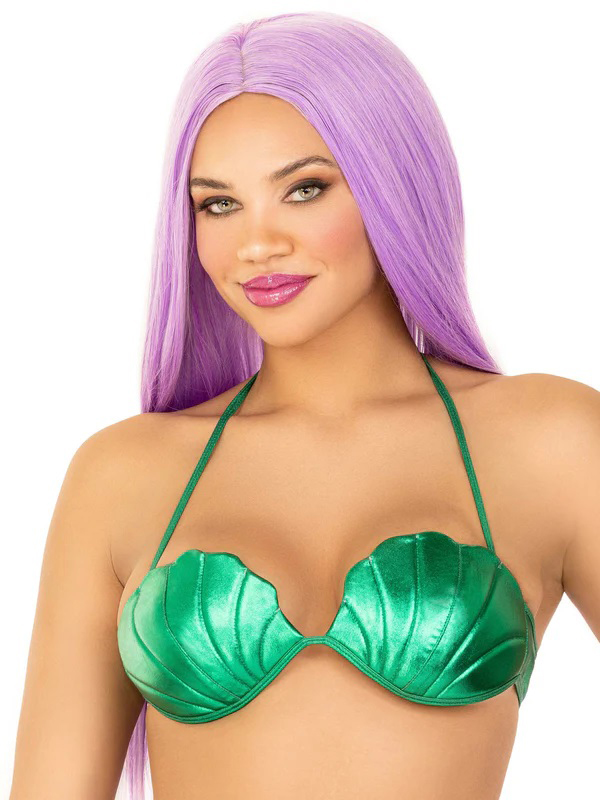 QPduje0G Mermaid Shell Bra Top - Small - Green - Image 1