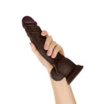 Shaft - Model a 10.5 Inch Liquid Silicone Dong With Balls - Mahogany - Image 5