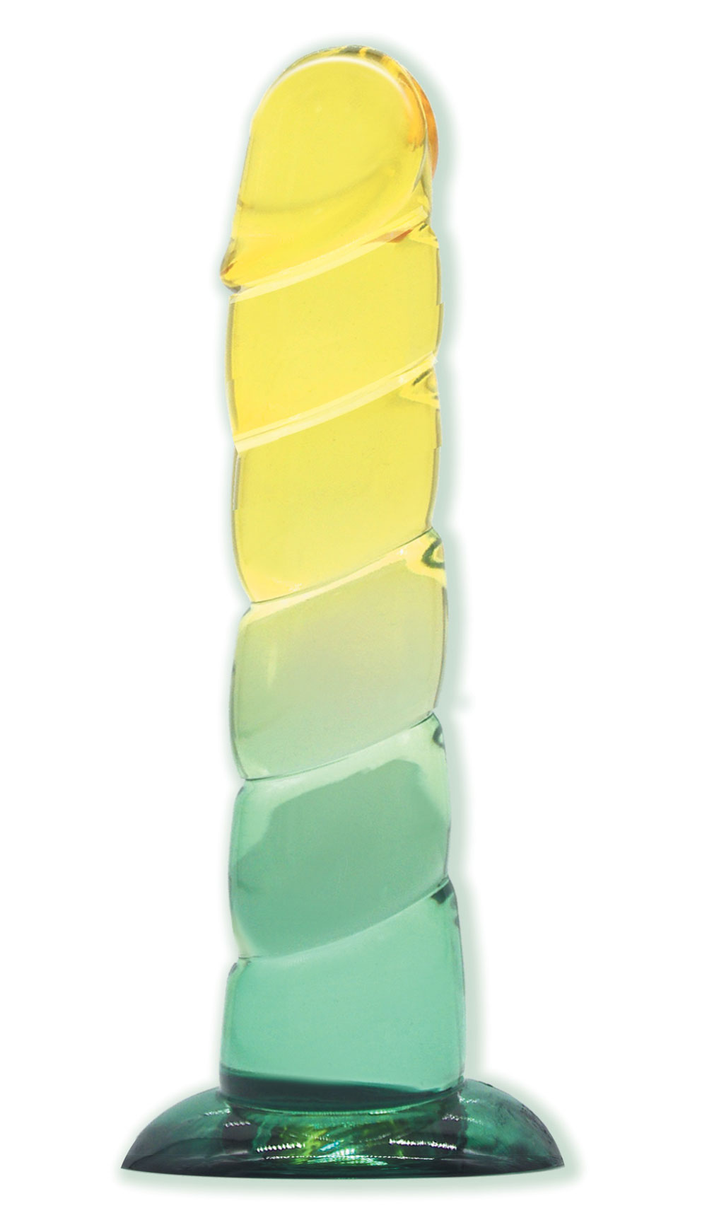 Qnw8CFna4kKu7l1w2l29TOXlnan7kxTU Shades, 7.5" Swirl Jelly Tpr Gradient Dong - Yellow and Mint - Image 1