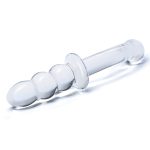 8 Inch Ribbed G-Spot Glass Dildo - Clear - Image 2