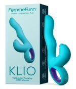 Klio Triple Action Thumping Rabbit Vibrator - Turquoise - Image 9
