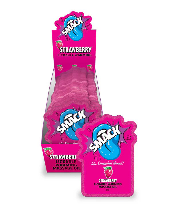 SGwJkRrN Smack Lickable Massage Oil, 3ml Pouch Display 36pc - Strawberry - Image 1