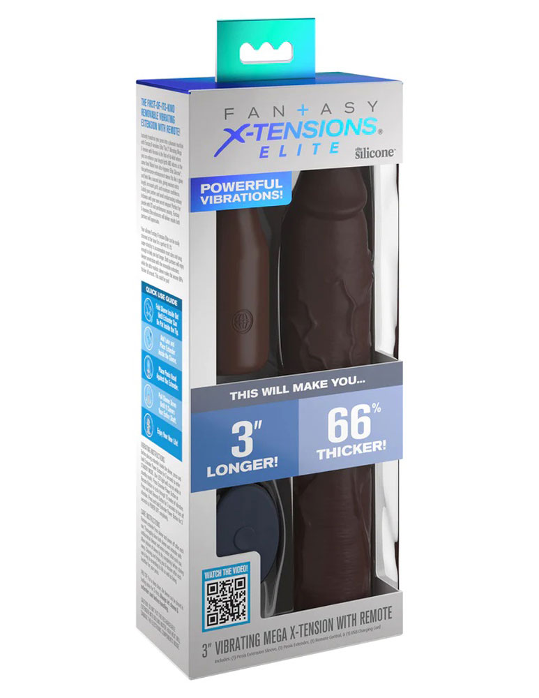 SXDwVYgbX4vJy9jaROeHCHqO5fRyBWvb Fantasy X-Tensions Elite 9 Inch Sleeve Vibrating 3 Inch Plug With Remote - Brown - Image 1