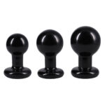 Round Butt Plug 3 Piece Set - Black - Image 3