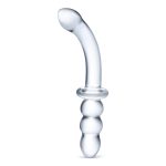 8 Inch Ribbed G-Spot Glass Dildo - Clear - Image 3