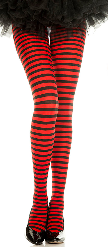 UHKS2U3o49rUNwKn1Shhu8Bdl8L4uCen Striped Tights - One Size - Black/red - Image 1