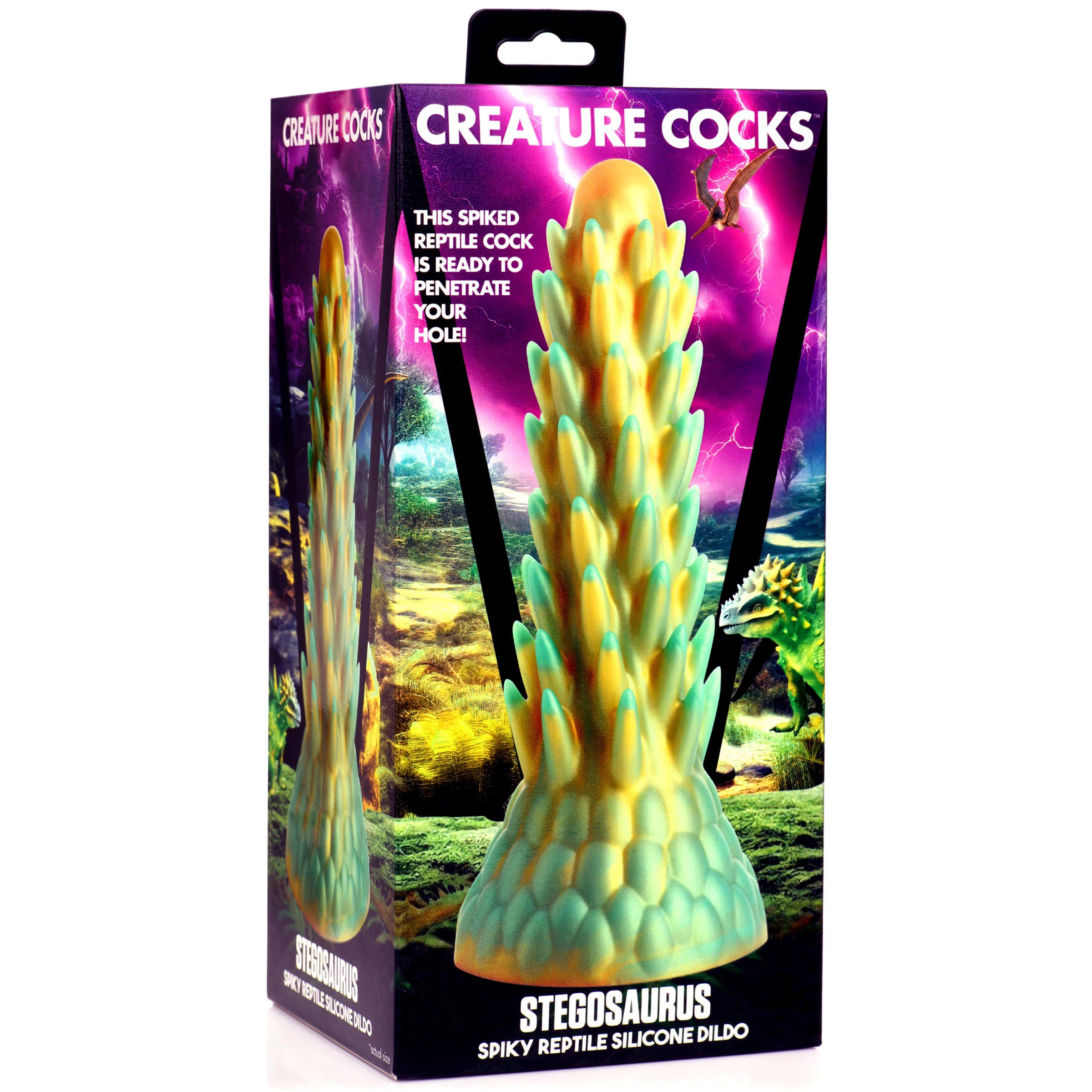 UcK1MnPhOMlI6o0Aql1iNzG9t7WDWdtB Stegosaurus Spiky Reptile Silicone Dildo - Green - Image 1