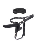 Silicone Strap on Harness Dildo With Internal Penetration - Black - Image 3