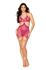 Garter Slip and G-String - One Size - Beet - Image 2