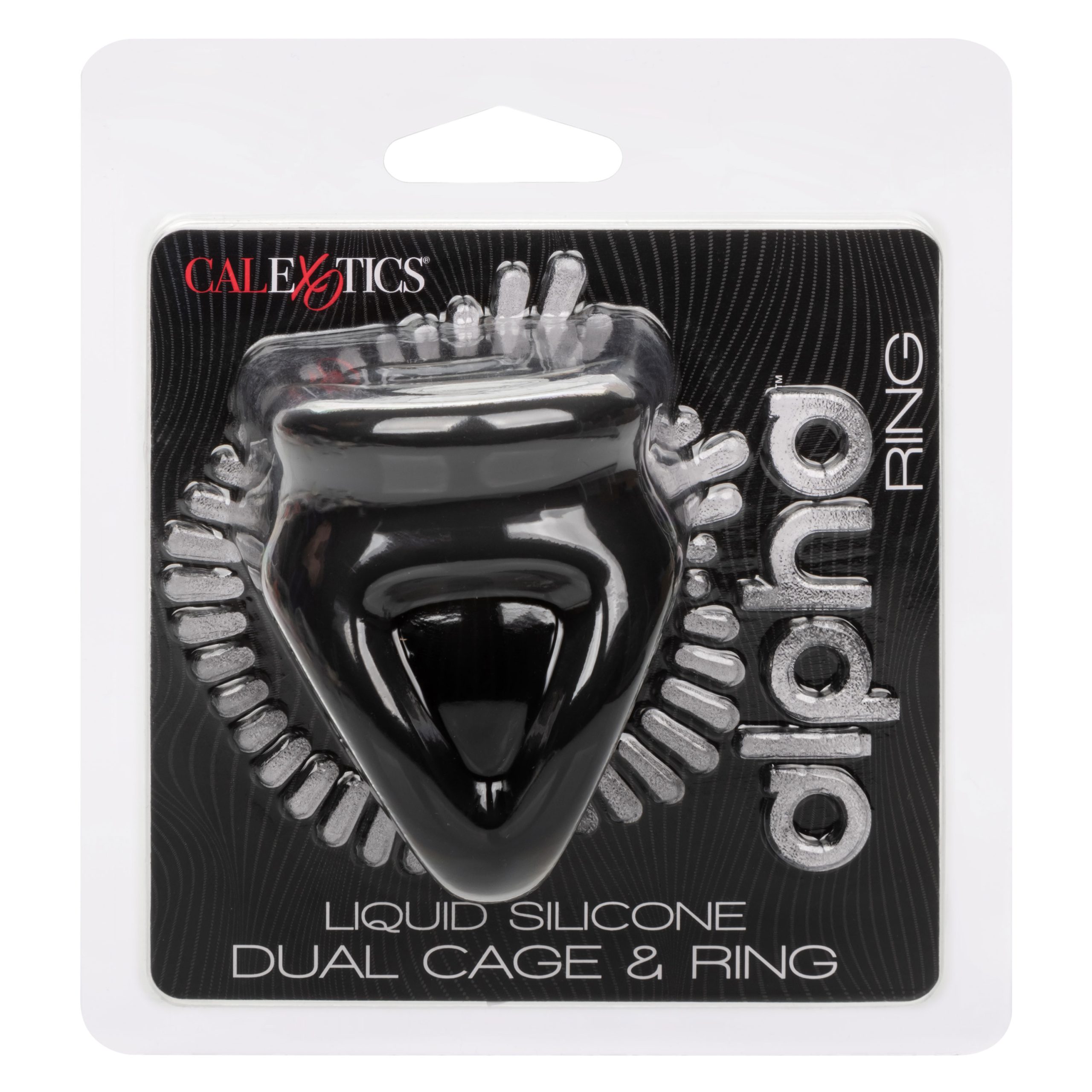 WbqX1UJo4FQ84YWQ7jWRI0kfBFytMOoi Alpha Liquid Silicone Dual Cage and Ring - Black Ring - Black - Image 1