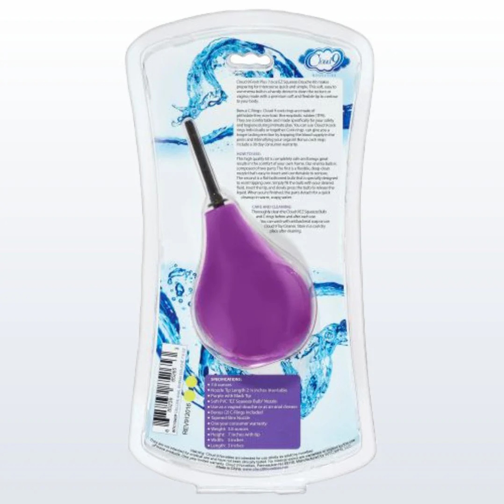 XiVHvisB Cloud 9 Fresh and Deluxe Anal Soft Tip Enema Douche 7.6oz With Ez Squeeze Bulb and 2 C-Rings - Image 1