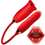 Magic Kiss Kissing Clitoral Stimulator With Thrusting Vibrator - Red - Image 7