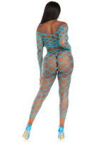 2 Pc Net Crop Top and Footless Tights - One Size - Turquoise - Image 2