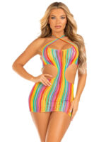 Rainbow Stripe Cross Over Mini Dress - One Size - Multicolor - Image 4