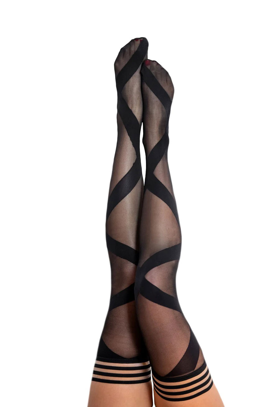 YmqNK2JS5Rt67VBHhmpPhBkpSj1Nd1ac Jackie - Semi Sheer Thigh High - Size B - Black - Image 1
