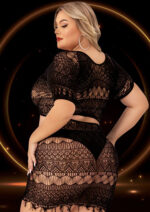 2 Piece Crop Top and Skirt Set - Queen Size - Black - Image 3
