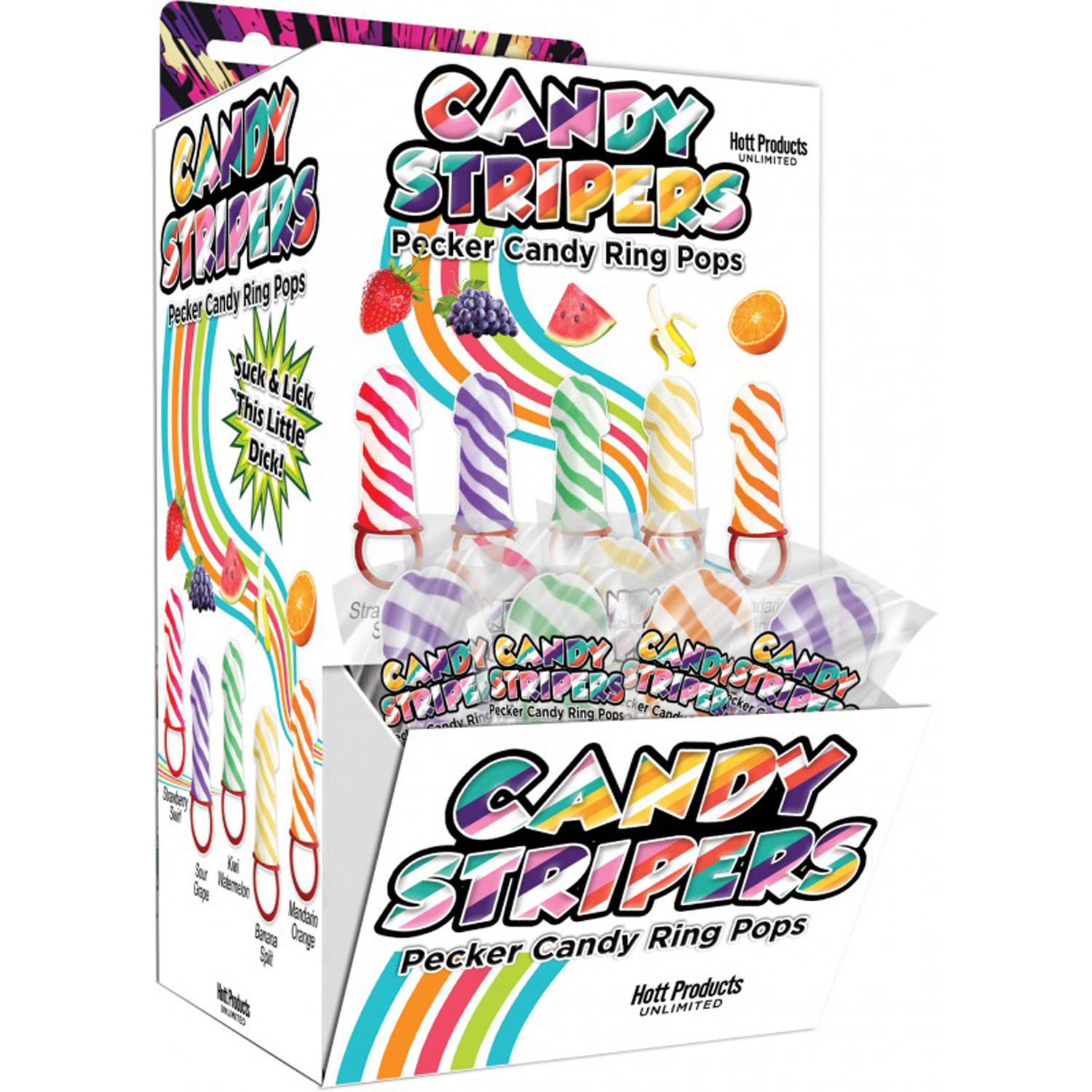 a1YTu03RCghqhcqyHeN1AD3CKHXvwVkO Candy Stripers Pecker Candy Ring Pop 36pc Display - 5 Assorted Flavors - Image 1
