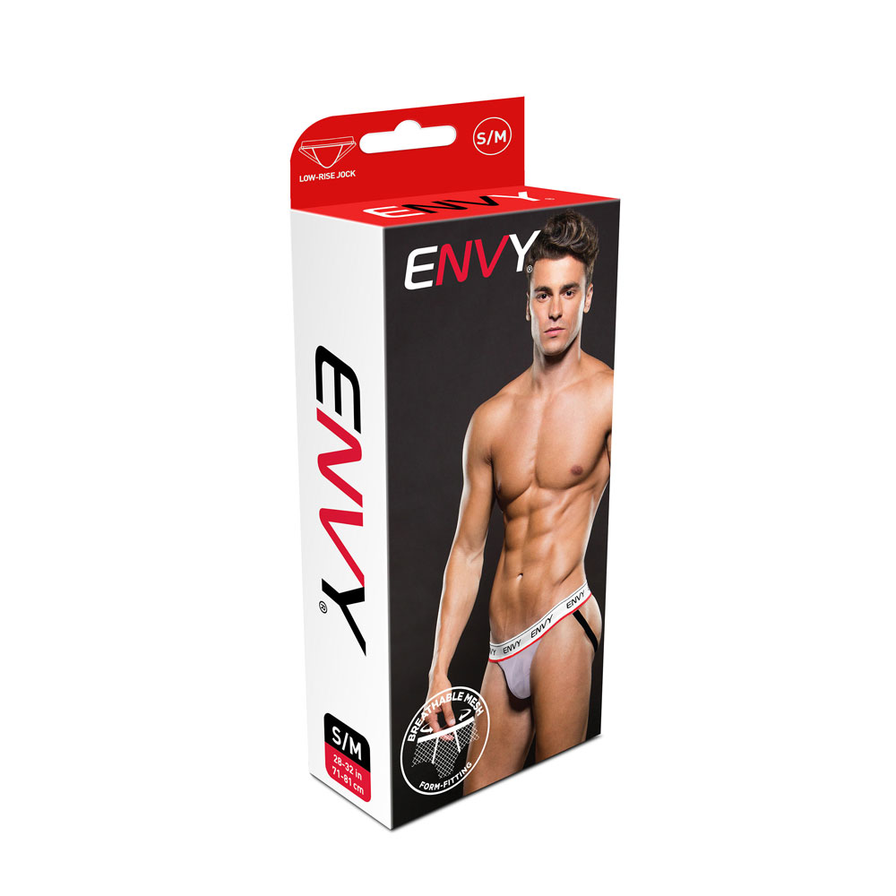 aIXZycer Logo Elastic Low Rise Mesh Jock - Small/meduim - White - Image 1
