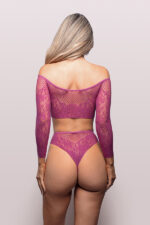 Your Desire Long Sleeve Top and Panty - Os - Magenta - Image 3
