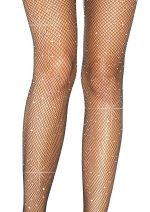 Casey Rhinestone Fishnet Suspender Pantyhose - One Size - Black - Image 2