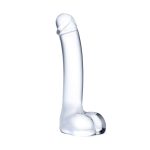 7 Inch Realistic Curved Glass G-Spot Dildo - Clear - Image 3
