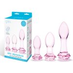 3 Pc Rosebud Butt Plug Set - Pink - Image 6